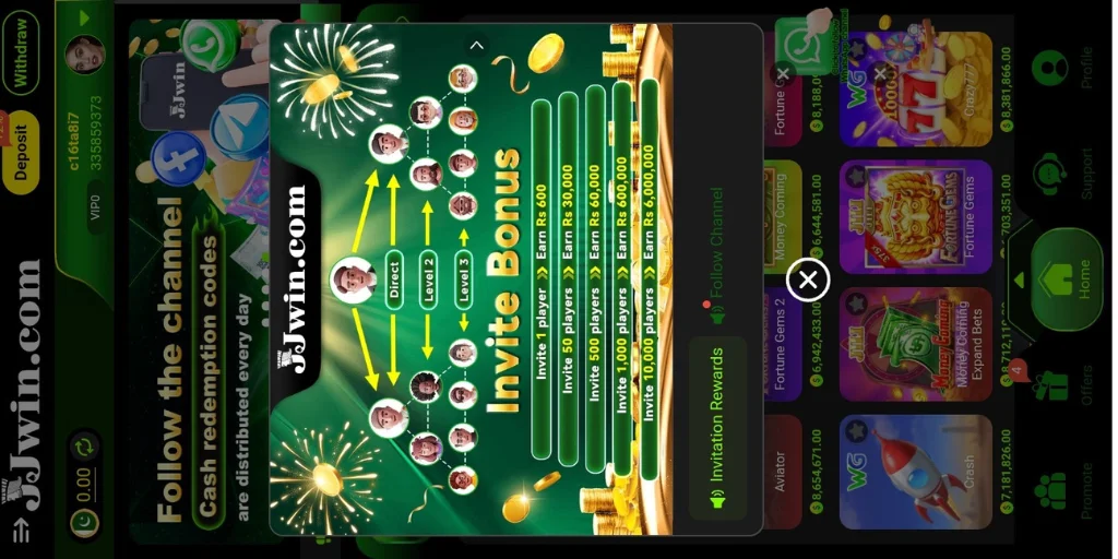JJWin Invite Bonuses